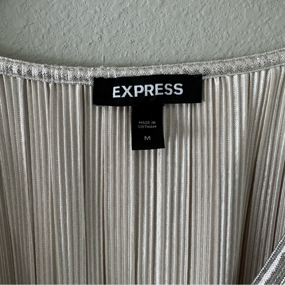 Express Silver V-Neck Tank Top Size Medium EUC - Picture 3 of 10